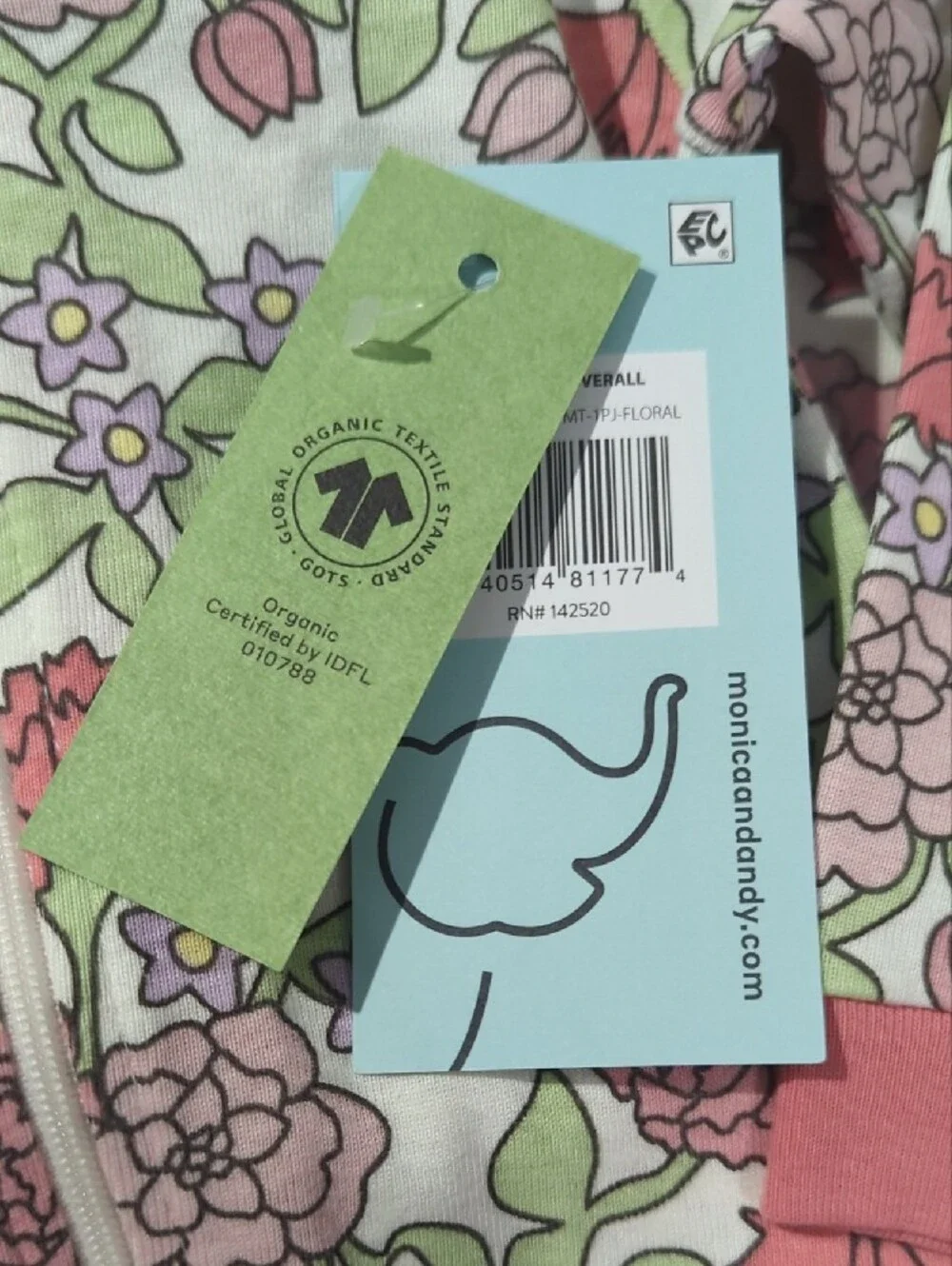 Monica And Andy GOTS Certified Organic Cotton Floral Footless Pajamas